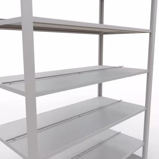 Abbildung Nr 14 des Artikels Grundregal, Büro-Fachbodenregal Stecksystem MULTIplus150, 2300 x 1300 x 600 mm (HxBxT), 7 Fachböden, Längenriegel, mit Mittelanschlag, lichtgrau aus der Produktgruppe Büroregale von der Marke Schulte Lagertechnik
