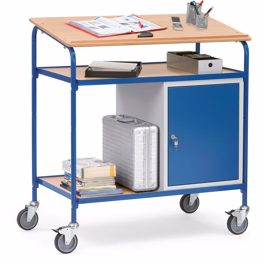 Rollpult 5838 pulverbeschichtet, blau RAL 5007, Schreibfläche Holzwerkstoffplatte mit der Artikelnr. 5838 Rollpult 5838 pulverbeschichtet, blau RAL 5007, Schreibfläche Holzwerkstoffplatte von Fetra aus der Kategorie Transportsysteme