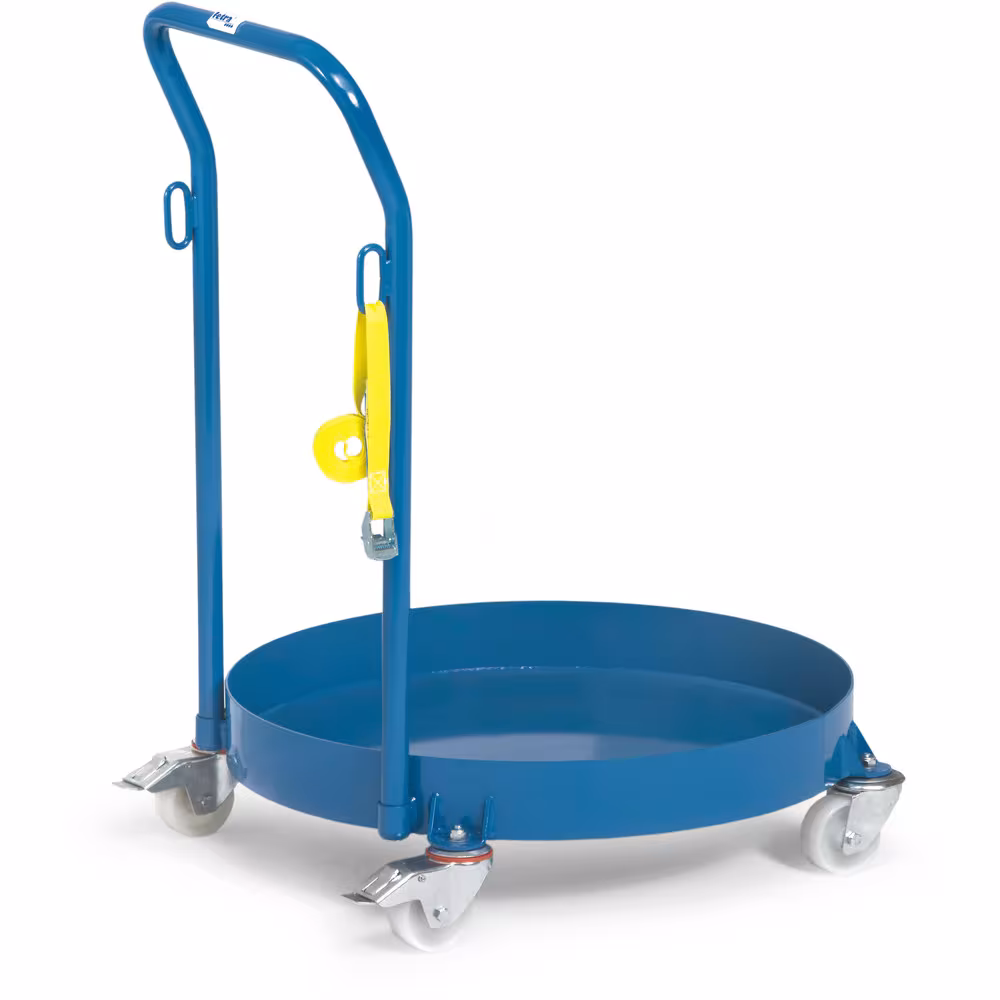 Fassroller 13610 mit Schiebebügel für stehenden Transport von 200-Liter Stahlblechfässern, verschweißte Stahlkonstruktion von Fetra aus der Kategorie Transportsysteme