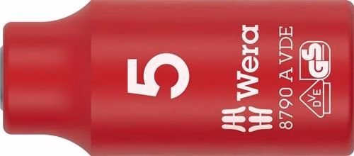 Wera 8790 A VDE dopsleutelinzetstuk van 1/4 inch, sleutelmaat 5 mm, lengte 41 mm Inzetstuk voor dopsleutel 8790 A VDE 1/4 inch, lengte 41 mm, WERA, uit de categorie VDE dopsleutels en gereedschap met artikelnummer 8004994831