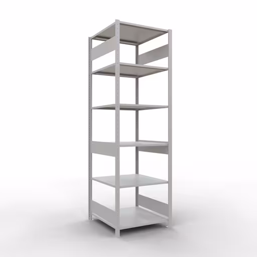 Produktbild Nr.15 des Artikels Grundregal, Fachbodenregal Stecksystem MULTIplus150, 2500 x 750 x 800 mm (HxBxT), 6 Fachböden, Längenriegel, RAL 7035 lichtgrau aus der Produktreihe Stecksystem von der Marke Schulte Lagertechnik
