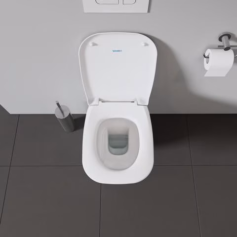 Detailbild 4074303 Abattant de toilette blanc D-Code sans mécanisme de fermeture amortie, charnières en acier inoxydable, 430 x 360 x 40 mm, DURAVIT
