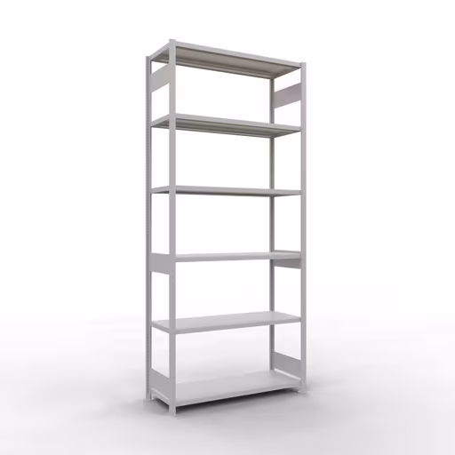 Abbildung Nr 12 des Artikels Grundregal, Fachbodenregal Stecksystem MULTIplus250, 3000 x 1300 x 500 mm (HxBxT), 7 Fachböden, Längenriegel, RAL 7035 lichtgrau aus der Produktgruppe Stecksystem von der Marke Schulte Lagertechnik