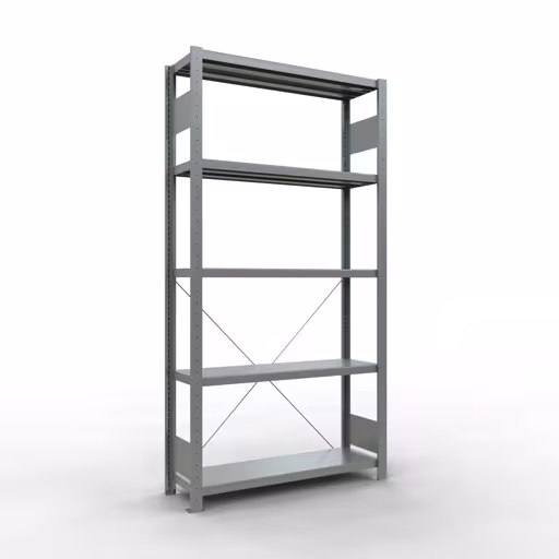 Abbildung Nr 14 des Artikels Grundregal, Fachbodenregal Stecksystem MULTIplus330, 2000 x 1000 x 300 mm (HxBxT), 5 Fachböden, Kreuzstrebe, verzinkt aus der Produktgruppe Stecksystem von der Marke Schulte Lagertechnik