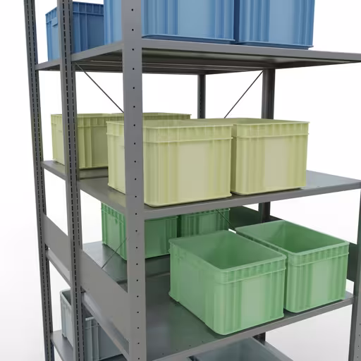 Abbildung Nr 13 des Artikels Grundregal, Doppelregal, Fachbodenregal Stecksystem MULTIplus150, 3000 x 1000 x (2x1200) mm (HxBxT), 2x7 Fachböden, Kreuzstrebe, verzinkt aus der Produktgruppe Fachbodenregale von der Marke Schulte Lagertechnik