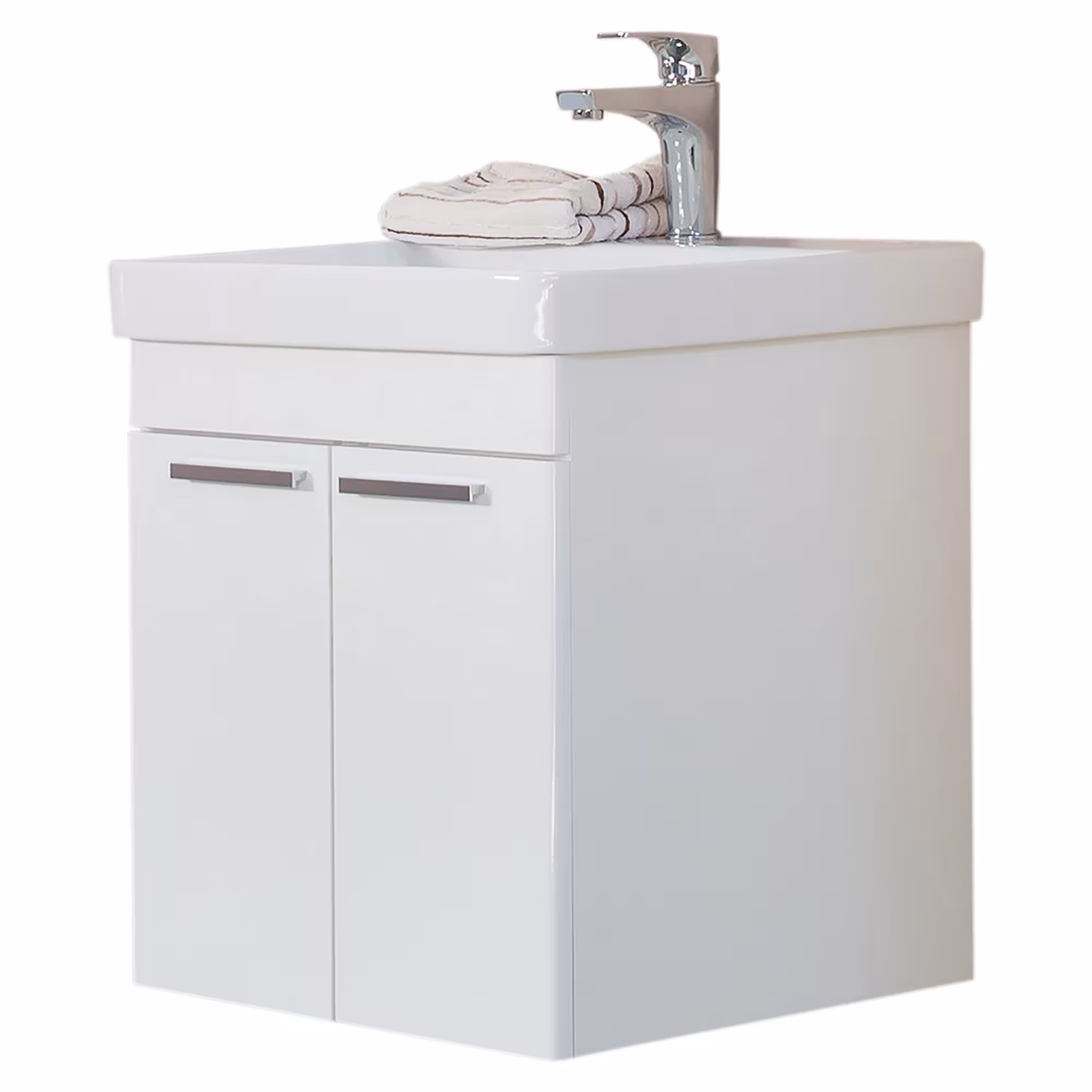 Möbelwaschtisch "LUXURY" 60cm Flügeltürenschrank von der Marke sanicomfort aus der Produktreihe Badmöbel und Handtuchhalter