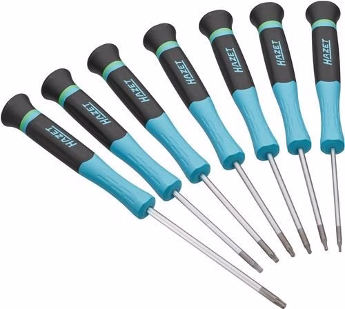 Jeu de 7 tournevis de précision HAZET 811EL-T/7 avec entraînement TORX® Pro interne, de la catégorie Tournevis pour l'électronique et la mécanique de précision, référence 8004203453