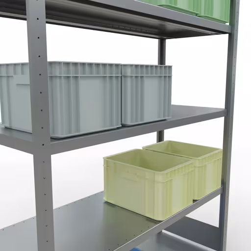 Abbildung Nr 10 des Artikels Grundregal, Fachbodenregal Stecksystem MULTIplus250, 2000 x 1300 x 500 mm (HxBxT), 5 Fachböden, Längenriegel, verzinkt aus der Produktgruppe Stecksystem von der Marke Schulte Lagertechnik