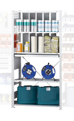 Grundregal Regalmodul M4, 2000 x 1000 x 500 mm, RAL 7035 lichtgrau/verzinkt, 5 MULTIplus150-Fachböden von der Marke Schulte Lagertechnik Grundregal Regalmodul M4, 2000 x 1000 x 500 mm, RAL 7035 lichtgrau/verzinkt, 5 MULTIplus150-Fachböden aus der Kategorie Zubehör mit der Artikelnummer 12893-V