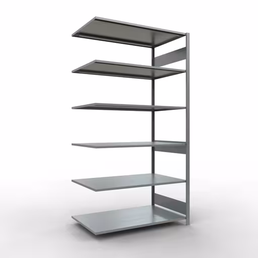 Anbauregal, Fachbodenregal Stecksystem MULTIplus150, 2500 x 1300 x 800 mm (HxBxT), 6 Fachböden, Längenriegel, verzinkt aus der Kategorie Anbauregal mit der Artikelnummer 12786-130-LR