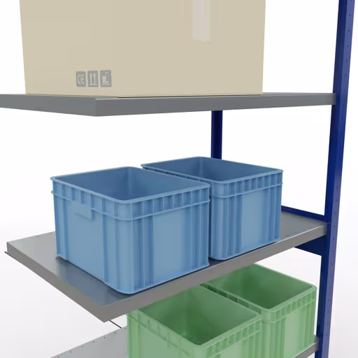 Anbauregal, Fachbodenregal Stecksystem MULTIplus250, 2500 x 1000 x 600 mm (HxBxT), 6 Fachböden, Kreuzstrebe, RAL 5010 enzianblau/verzinkt mit der Artikelnr. 12966-B Anbauregal, Fachbodenregal Stecksystem MULTIplus250, 2500 x 1000 x 600 mm (HxBxT), 6 Fachböden, Kreuzstrebe, RAL 5010 enzianblau/verzinkt von Schulte Lagertechnik aus der Kategorie Stecksystem