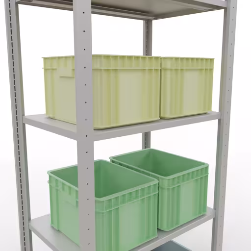 Produktbild Nr.15 des Artikels Grundregal, Fachbodenregal Stecksystem MULTIplus150, 2000 x 750 x 500 mm (HxBxT), 5 Fachböden, Längenriegel, RAL 7035 lichtgrau aus der Produktreihe Stecksystem von der Marke Schulte Lagertechnik