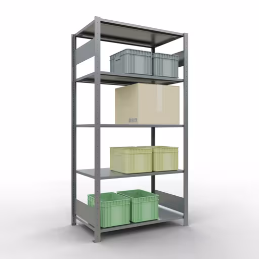 Produktbild Nr 12 des Artikels Grundregal, Fachbodenregal Stecksystem MULTIplus85, 2000 x 1000 x 600 mm (HxBxT), 5 Fachböden, Längenriegel, verzinkt Abbildung Nr 12 des Artikels Grundregal, Fachbodenregal Stecksystem MULTIplus85, 2000 x 1000 x 600 mm (HxBxT), 5 Fachböden, Längenriegel, verzinkt aus der Produktgruppe Stecksystem von der Marke Schulte Lagertechnik