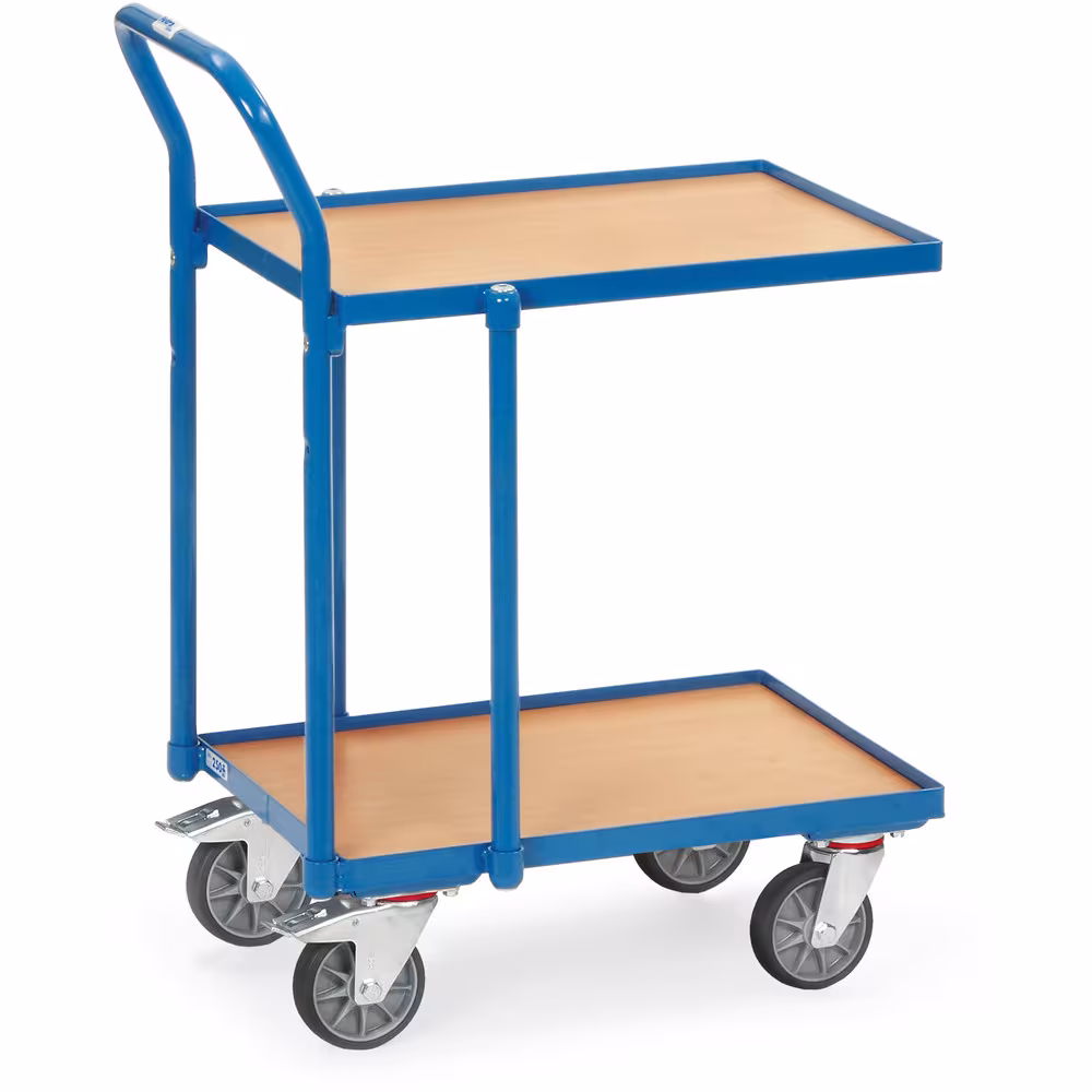 Etagenroller mit Rohrschiebebügel pulverbeschichtet blau RAL 5007, lichter Etagenabstand 500 mm, Tragkraft obere Ladefläche 80 kg aus der Kategorie Roller mit der Artikelnummer 135610