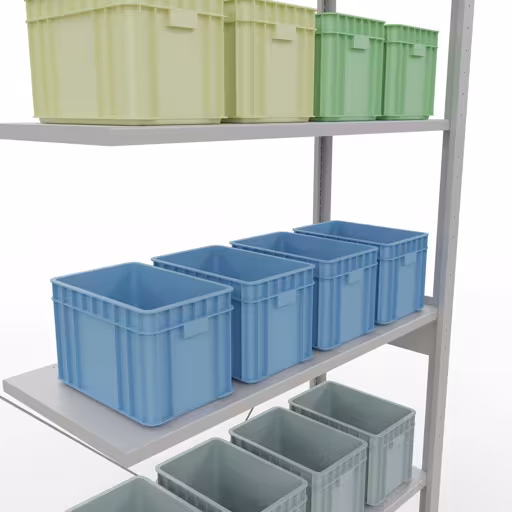 Produktbild Nr 12 des Artikels Anbauregal, Fachbodenregal Stecksystem MULTIplus150, 2500 x 1000 x 400 mm (HxBxT), 6 Fachböden, Kreuzstrebe, RAL 7035 lichtgrau Abbildung Nr 12 des Artikels Anbauregal, Fachbodenregal Stecksystem MULTIplus150, 2500 x 1000 x 400 mm (HxBxT), 6 Fachböden, Kreuzstrebe, RAL 7035 lichtgrau aus der Produktgruppe Stecksystem von der Marke Schulte Lagertechnik