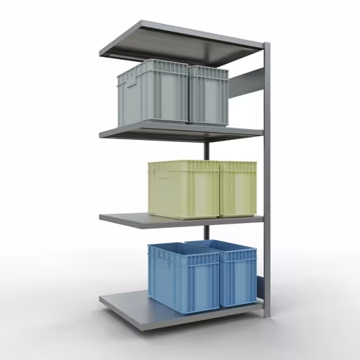 Abbildung Nr 15 des Artikels Anbauregal, Fachbodenregal Stecksystem MULTIplus330, 2000 x 1000 x 800 mm (HxBxT), 5 Fachböden, Längenriegel, verzinkt aus der Produktgruppe Stecksystem von der Marke Schulte Lagertechnik