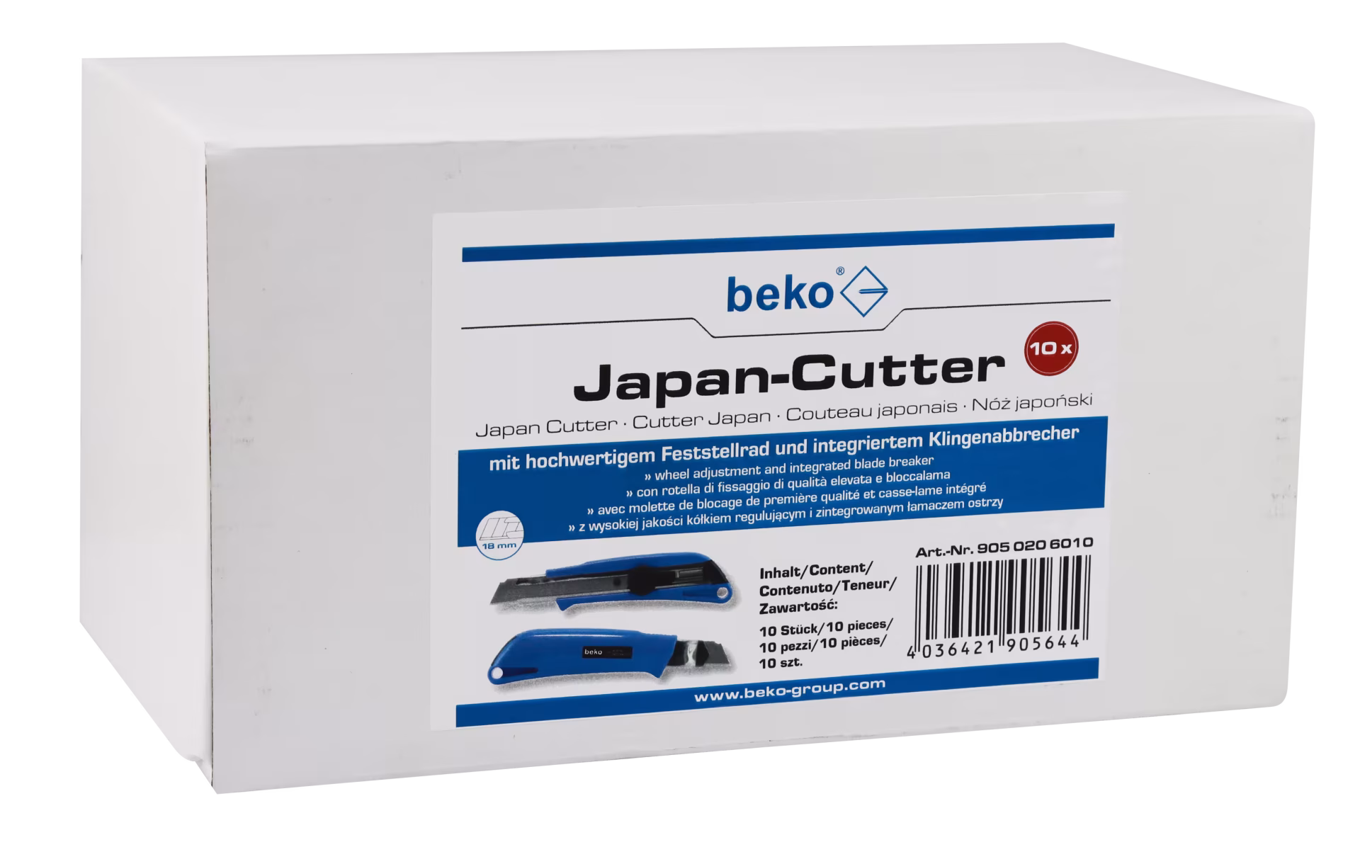 beko Japan-Cutter, inkl. 3 Klingen, 1 Pack = 10 Messer von Beko beko Japan-Cutter, inkl. 3 Klingen, 1 Pack = 10 Messer aus der Kategorie Schneiden, Reinigen, Schaben mit der Artikelnr. 905 020 6010