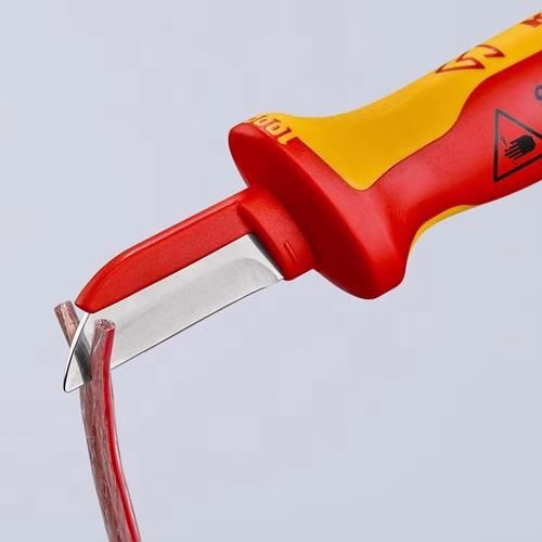 Detailbild 4028180 Kabelmesser Länge 190mm Klingenlänge 50mm Klingenrücken mit Kunststoff-Überzug VDE68g Mehrkomponenten-Griff KNIPEX
