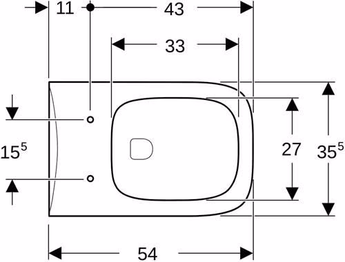Technische Zeichnung 4075142 Geberit Renova Plan Wand-WC Tiefspüler Rimfree, weiß
