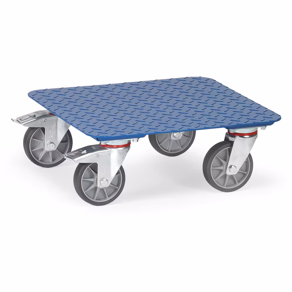 Kistenroller 1167 - Riffelblech Schweißkonstruktion mit Stahl-Tränenblech-Plattform, pulverbeschichtet blau RAL 5007, 4 Lenkrollen von der Marke Fetra Kistenroller 1167 - Riffelblech Schweißkonstruktion mit Stahl-Tränenblech-Plattform, pulverbeschichtet blau RAL 5007, 4 Lenkrollen aus der Kategorie Roller mit der Artikelnummer 1167