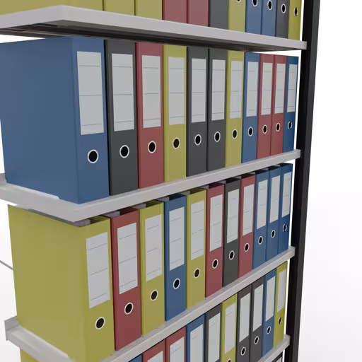 Abbildung Nr 7 des Artikels Anbauregal, Büro-Fachbodenregal Stecksystem MULTIplus85, 2300 x 1000 x 300 mm (HxBxT), 7 Fachböden, Kreuzstrebe, mit Anschlagleiste, schwarz/lichtgrau aus der Produktgruppe Büroregale von der Marke Schulte Lagertechnik