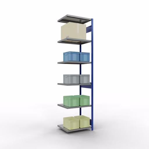 Produktbild Nr 12 des Artikels Anbauregal, Fachbodenregal Stecksystem MULTIplus250, 3000 x 750 x 600 mm (HxBxT), 7 Fachböden, Längenriegel, RAL 5010 enzianblau/verzinkt/verzinkt Abbildung Nr 12 des Artikels Anbauregal, Fachbodenregal Stecksystem MULTIplus250, 3000 x 750 x 600 mm (HxBxT), 7 Fachböden, Längenriegel, RAL 5010 enzianblau/verzinkt/verzinkt aus der Produktgruppe Stecksystem von der Marke Schulte Lagertechnik