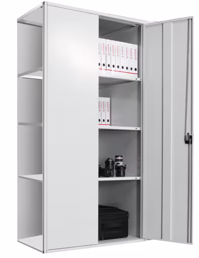 Flügeltürschrank, Anbauregal 2000 x 1000 x 500 mm, RAL 7035 lichtgrau/verzinkt, 5 MULTIplus150-Fachböden von der Marke Schulte Lagertechnik Flügeltürschrank, Anbauregal 2000 x 1000 x 500 mm, RAL 7035 lichtgrau/verzinkt, 5 MULTIplus150-Fachböden aus der Kategorie Anbauregal mit der Artikelnummer 12755-M6