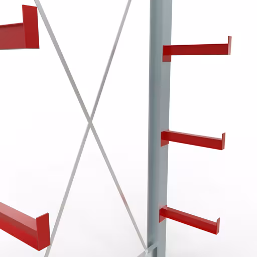 Abbildung Nr 8 des Artikels K 3000 Komplettregal, einseitig, 2500 x 1300 x 400 mm, RAL 7001 / RAL 3000, 5 Lagerebenen aus der Produktgruppe Kragarmregale von der Marke Schulte Lagertechnik