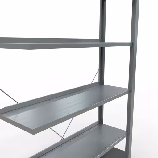 Abbildung Nr 14 des Artikels Anbauregal, Büro-Fachbodenregal Stecksystem MULTIplus85, 2000 x 1000 x 300 mm (HxBxT), 6 Fachböden, Kreuzstrebe, verzinkt, mit Anschlagleiste aus der Produktgruppe Büroregale von der Marke Schulte Lagertechnik