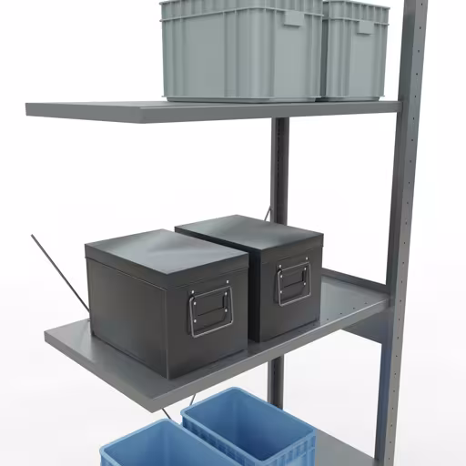 Andere Ansicht des Artikels Anbauregal, Fachbodenregal Stecksystem MULTIplus150, 2500 x 750 x 400 mm (HxBxT), 6 Fachböden, Kreuzstrebe, verzinkt Andere Ansicht des Artikels Anbauregal, Fachbodenregal Stecksystem MULTIplus150, 2500 x 750 x 400 mm (HxBxT), 6 Fachböden, Kreuzstrebe, verzinkt aus der Kategorie Stecksystem