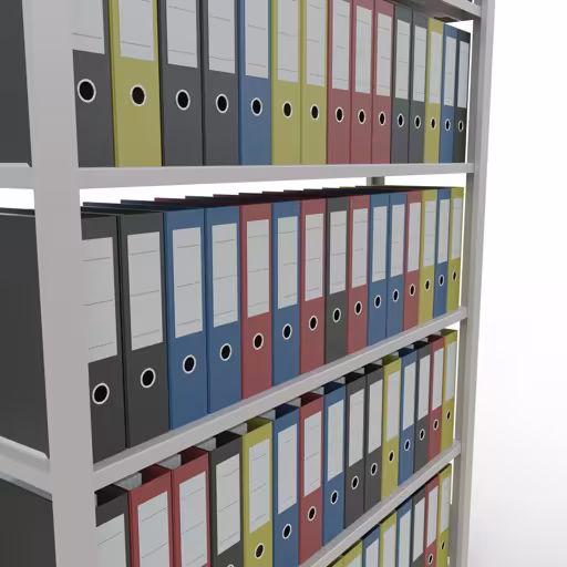 Grundregal, Büro-Fachbodenregal Stecksystem MULTIplus85, 2000 x 1300 x 300 mm (HxBxT), 6 Fachböden, Kreuzstrebe, ohne Anschlagleiste, lichtgrau von Schulte Lagertechnik aus der Kategorie Büroregale