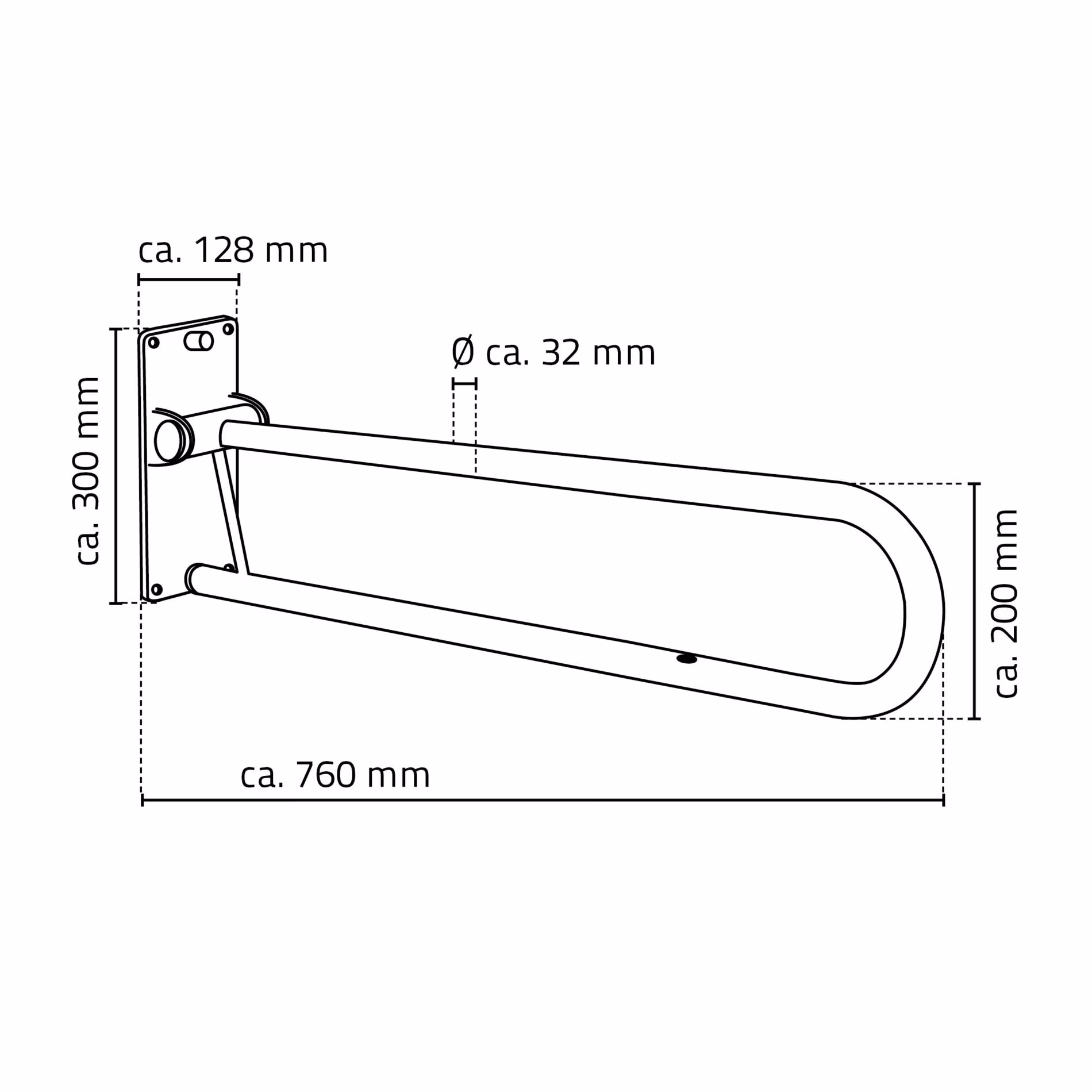 WC-Aufstehbügel Tim ca. 76 cm, weiß, klappbar Stahl von Ridder aus der Kategorie Badausstattung & Sanitär