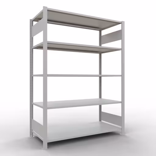 Grundregal, Büro-Fachbodenregal Stecksystem MULTIplus150, 1800 x 1300 x 600 mm (HxBxT), 5 Fachböden, Längenriegel, ohne Mittelanschlag, lichtgrau aus der Kategorie Stecksystem mit der Artikelnummer 36056