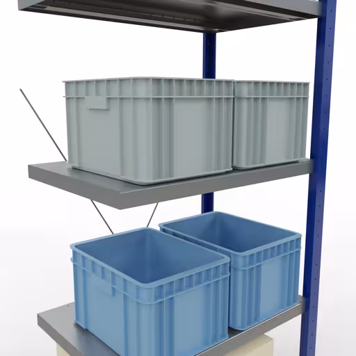 Produktbild Nr 15 des Artikels Anbauregal, Fachbodenregal Stecksystem MULTIplus250, 2000 x 750 x 500 mm (HxBxT), 5 Fachböden, Kreuzstrebe, RAL 5010 enzianblau/verzinkt/verzinkt Abbildung Nr 15 des Artikels Anbauregal, Fachbodenregal Stecksystem MULTIplus250, 2000 x 750 x 500 mm (HxBxT), 5 Fachböden, Kreuzstrebe, RAL 5010 enzianblau/verzinkt/verzinkt aus der Produktgruppe Stecksystem von der Marke Schulte Lagertechnik