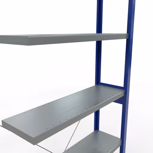 Produktbild Nr.7 des Artikels Anbauregal, Fachbodenregal Stecksystem MULTIplus250, 2500 x 1000 x 300 mm (HxBxT), 6 Fachböden, Kreuzstrebe, RAL 5010 enzianblau/verzinkt aus der Produktreihe Stecksystem von der Marke Schulte Lagertechnik
