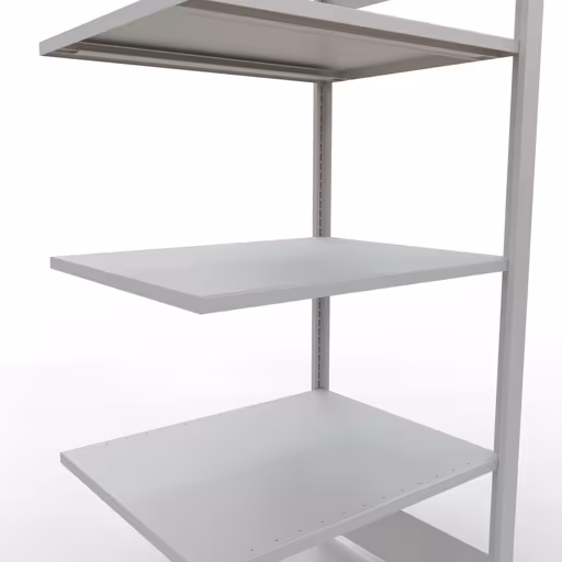 Anbauregal, Büro-Fachbodenregal Stecksystem MULTIplus150, 1800 x 750 x 600 mm (HxBxT), 5 Fachböden, Längenriegel, ohne Mittelanschlag, lichtgrau von Schulte Lagertechnik mit der Artikelnr. 36057