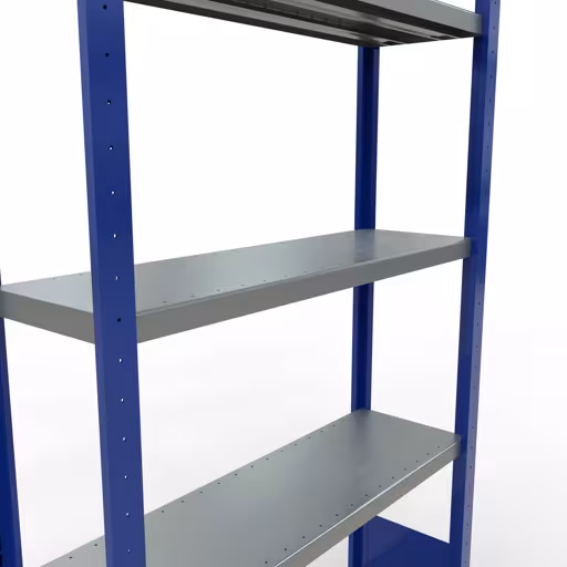 Abbildung Nr 13 des Artikels Grundregal, Fachbodenregal Stecksystem MULTIplus330, 2000 x 1000 x 300 mm (HxBxT), 5 Fachböden, Längenriegel, RAL 5010 enzianblau/verzinkt aus der Produktgruppe Stecksystem von der Marke Schulte Lagertechnik