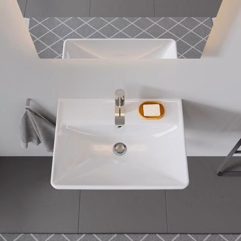 Detailbild 4040055 Waschtisch D-Neo 600x440mm weiß 1 Hahnloch, mit Überlauf DURAVIT