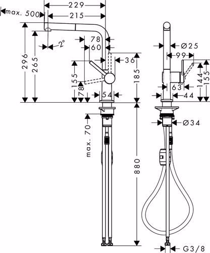 Hansgrohe Spültischmischer 270 Talis M547 1jet Ausziehauslauf chrom