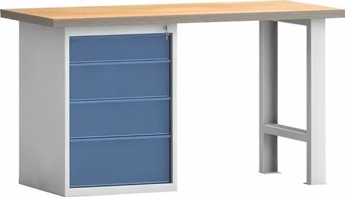 Werkbank PW 700 Breite 1500 x Tiefe 700 x Höhe 840 mm Buche Multiplex lichtgrau/brillantblau 4 Schubladen KLW-LUTZ von der Marke KLW-Lutz Werkbank PW 700 4 Schubladen KLW-LUTZ BETRIEBSEINRICHTUNGEN aus der Kategorie Werkbänke mit der Teilenummer 9000427100