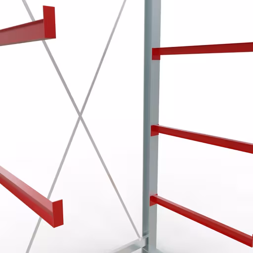 Abbildung Nr 12 des Artikels K 6000 Komplettregal, einseitig, 3000 x 1500 x 1000 mm, RAL 7001 / RAL 3000, 5 Lagerebenen aus der Produktgruppe Kragarmregale von der Marke Schulte Lagertechnik