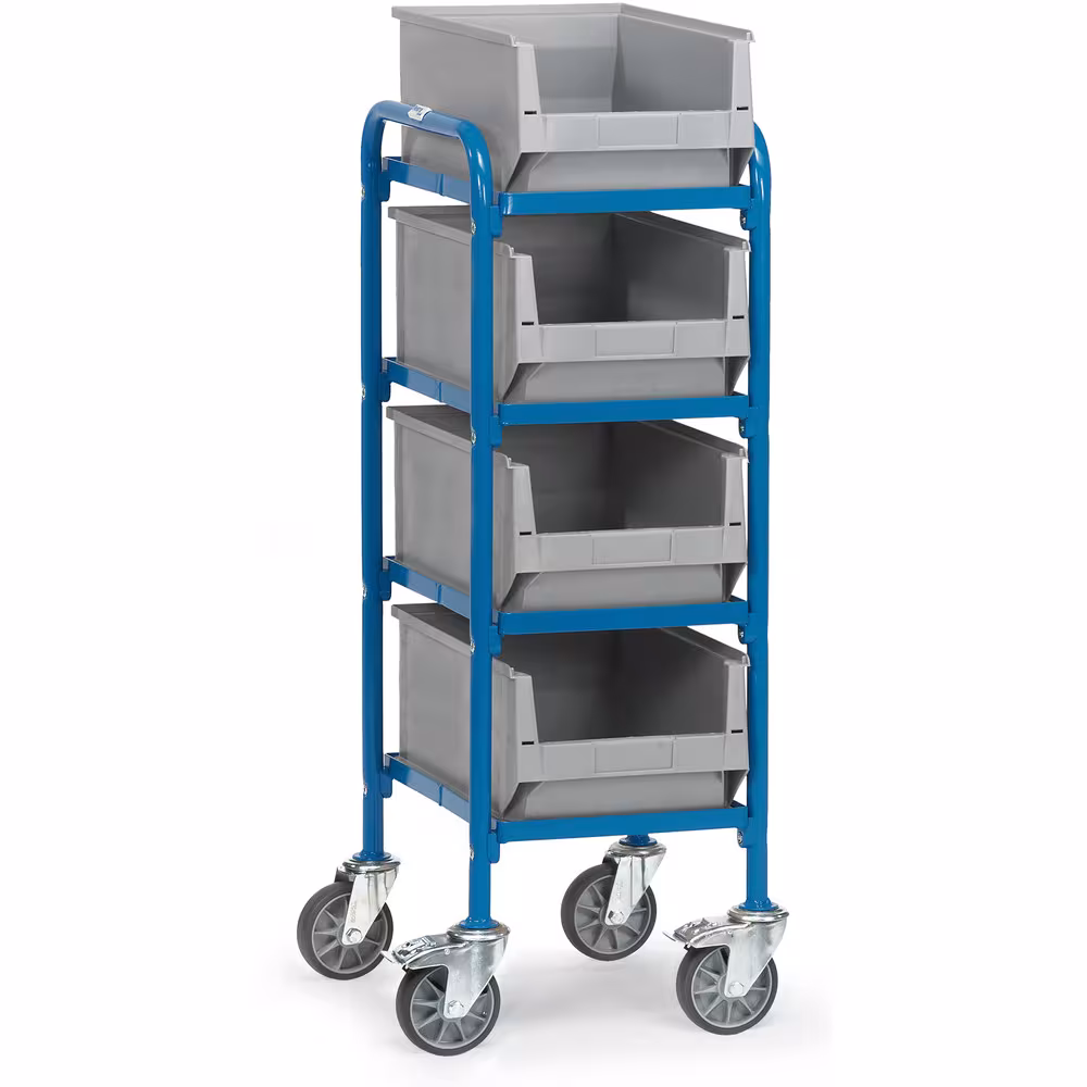Beistellwagen 32921 - mit 4 Kästen Baukasten-System Stahlrohr- und Profilstahl geschweißt, pulverbeschichtet blau RAL 5007, Schraubkonstruktion aus der Kategorie Wagen mit der Artikelnummer 32921