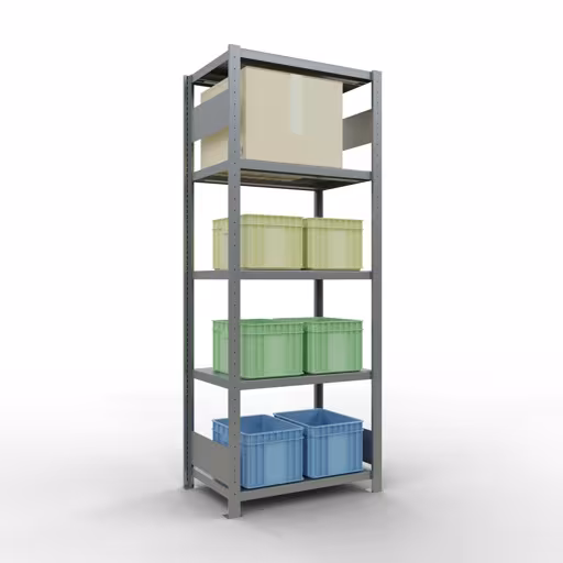 Abbildung Nr 10 des Artikels Grundregal, Fachbodenregal Stecksystem MULTIplus250, 2000 x 750 x 500 mm (HxBxT), 5 Fachböden, Längenriegel, verzinkt aus der Produktgruppe Stecksystem von der Marke Schulte Lagertechnik