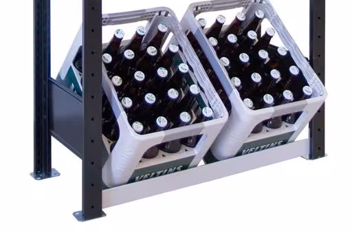 Weitere Ansicht des Artikels Grundregal, Getränkekistenregal 1800 x 750 x 300 mm (HxBxT), schwarz/silber, 3 Ebenen für 6 Getränkekisten aus der Kategorie Fachbodenregale