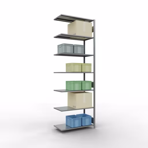 Produktbild Nr 13 des Artikels Anbauregal, Fachbodenregal Stecksystem MULTIplus85, 3000 x 1000 x 500 mm (HxBxT), 7 Fachböden, Längenriegel, verzinkt Abbildung Nr 13 des Artikels Anbauregal, Fachbodenregal Stecksystem MULTIplus85, 3000 x 1000 x 500 mm (HxBxT), 7 Fachböden, Längenriegel, verzinkt aus der Produktgruppe Stecksystem von der Marke Schulte Lagertechnik