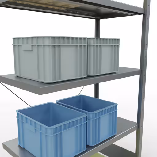 Produktbild Nr 12 des Artikels Anbauregal, Fachbodenregal Stecksystem MULTIplus330, 2000 x 1000 x 500 mm (HxBxT), 5 Fachböden, Kreuzstrebe, verzinkt Abbildung Nr 12 des Artikels Anbauregal, Fachbodenregal Stecksystem MULTIplus330, 2000 x 1000 x 500 mm (HxBxT), 5 Fachböden, Kreuzstrebe, verzinkt aus der Produktgruppe Stecksystem von der Marke Schulte Lagertechnik