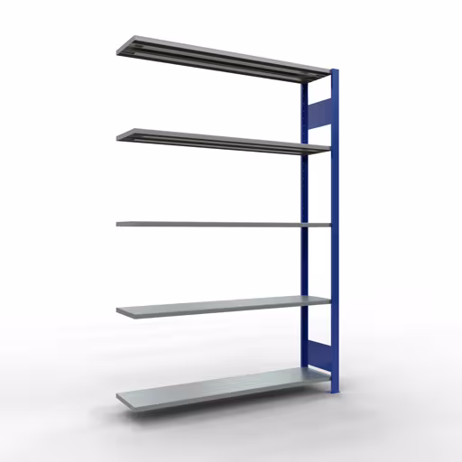 Anbauregal, Fachbodenregal Stecksystem MULTIplus150, 2000 x 1300 x 300 mm (HxBxT), 5 Fachböden, Längenriegel, RAL 5010 enzianblau/verzinkt von der Marke Schulte Lagertechnik Anbauregal, Fachbodenregal Stecksystem MULTIplus150, 2000 x 1300 x 300 mm (HxBxT), 5 Fachböden, Längenriegel, RAL 5010 enzianblau/verzinkt aus der Kategorie Anbauregal mit der Artikelnummer 12735-130-LR-B