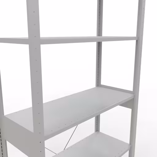 Grundregal, Fachbodenregal Stecksystem MULTIplus150, 2500 x 1000 x 400 mm (HxBxT), 6 Fachböden, Kreuzstrebe, RAL 7035 lichtgrau von Schulte Lagertechnik aus der Kategorie Stecksystem