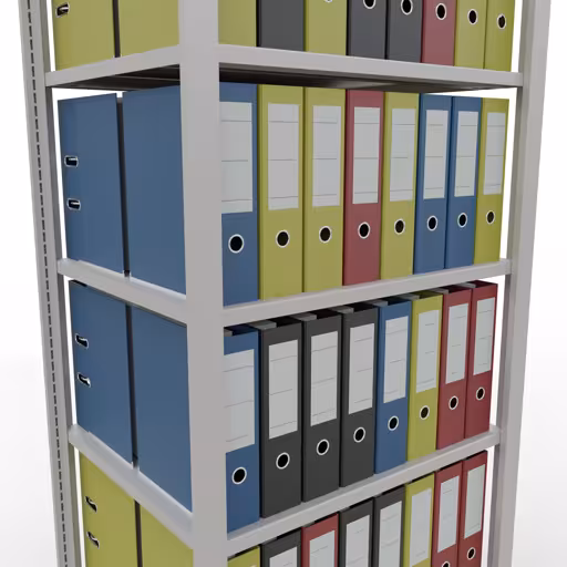 Abbildung Nr 15 des Artikels Grundregal, Büro-Fachbodenregal Stecksystem MULTIplus150, 2300 x 750 x 600 mm (HxBxT), 7 Fachböden, Längenriegel, ohne Mittelanschlag, lichtgrau aus der Produktgruppe Büroregale von der Marke Schulte Lagertechnik