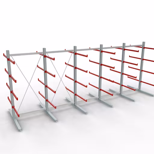 K 6000 Komplettregal, doppelseitig, 3000 x 2x 7500 x 2x 1000 mm, RAL 7001 / RAL 3000, 5 Lagerebenen aus der Kategorie K6000 für schwere Güter mit der Artikelnummer 28728